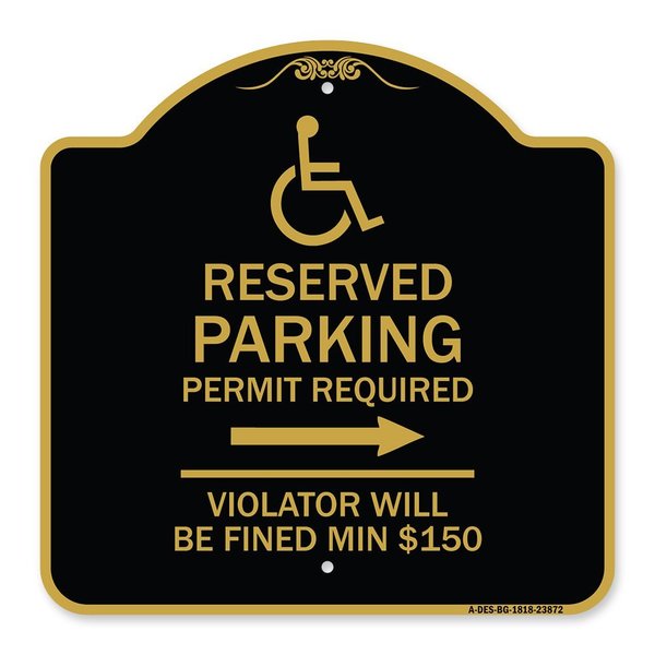 Signmission Modern Isa Connecticut Reserved Parking Permit Required Violators Fin Alum, 18" x 18", BG-1818-23872 A-DES-BG-1818-23872